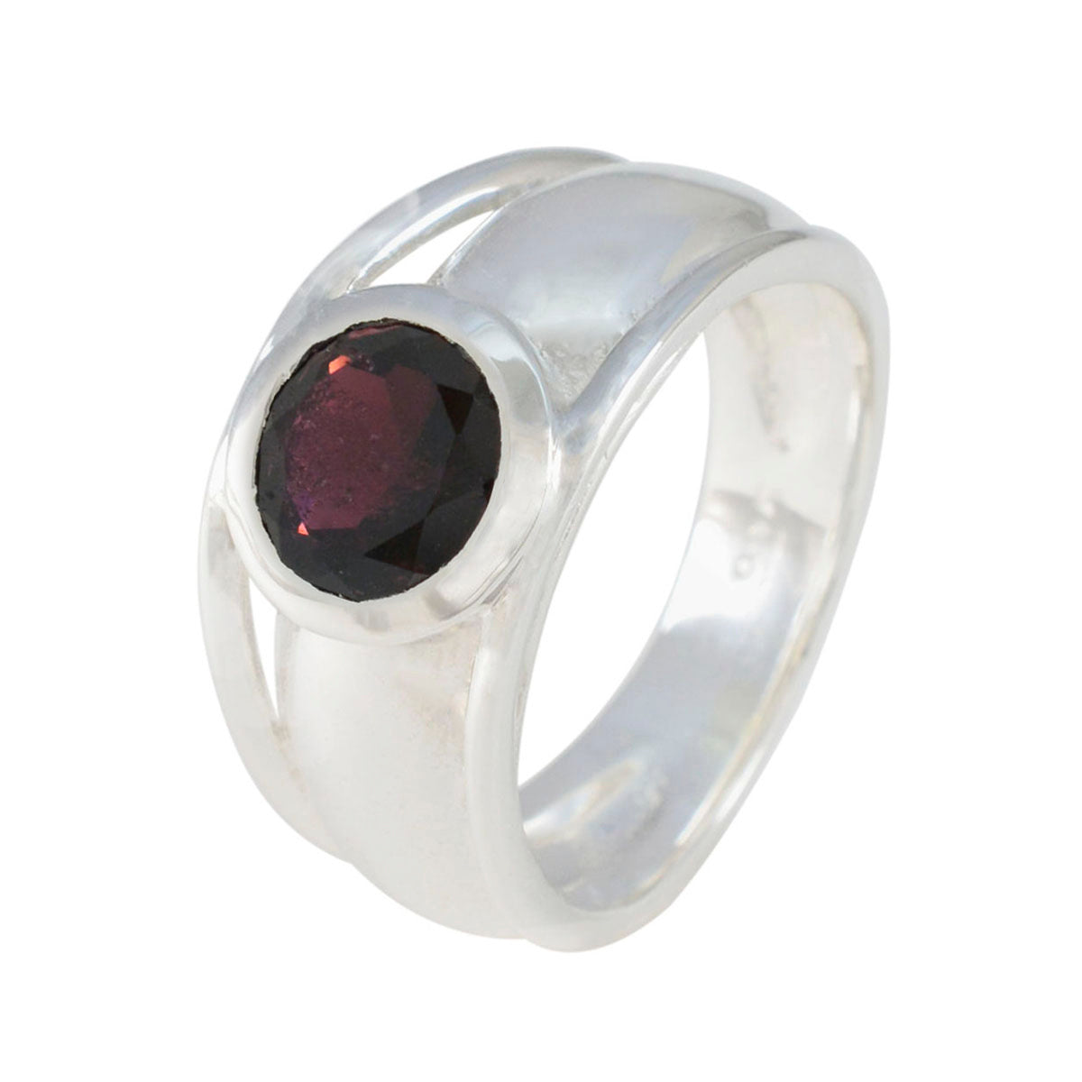 Garnet Solitaire Indian Sterling Silver Red Gems Classic Feminine Ring Jewelry