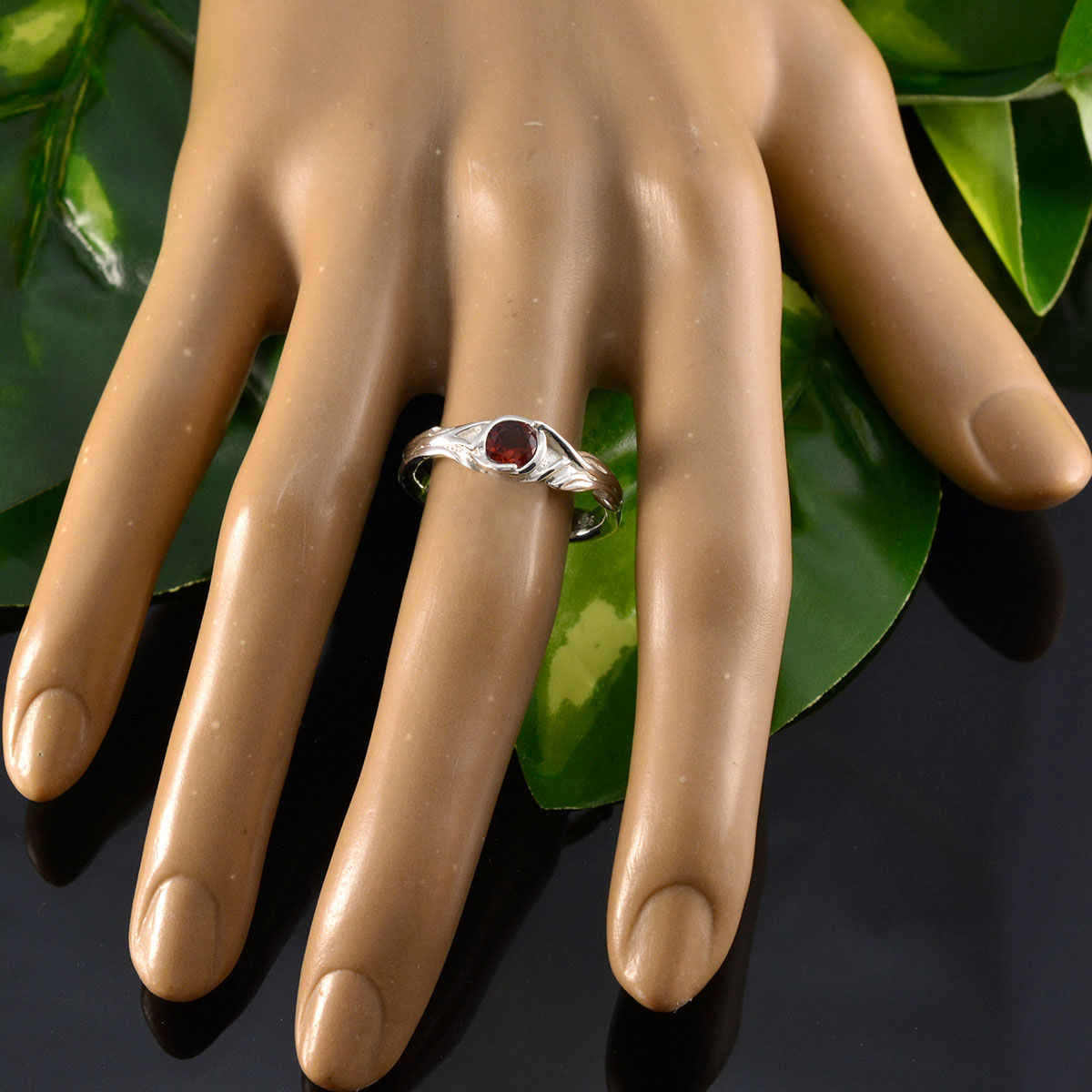 Granat Solitär Französisch 92,5 Silber Rot Edelstein Federleicht Romantischer Ring Schmuck