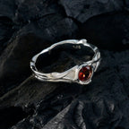 Garnet Solitaire French 92.5 Silver Red Gemstone Featherlight Romantic Ring Jewelry