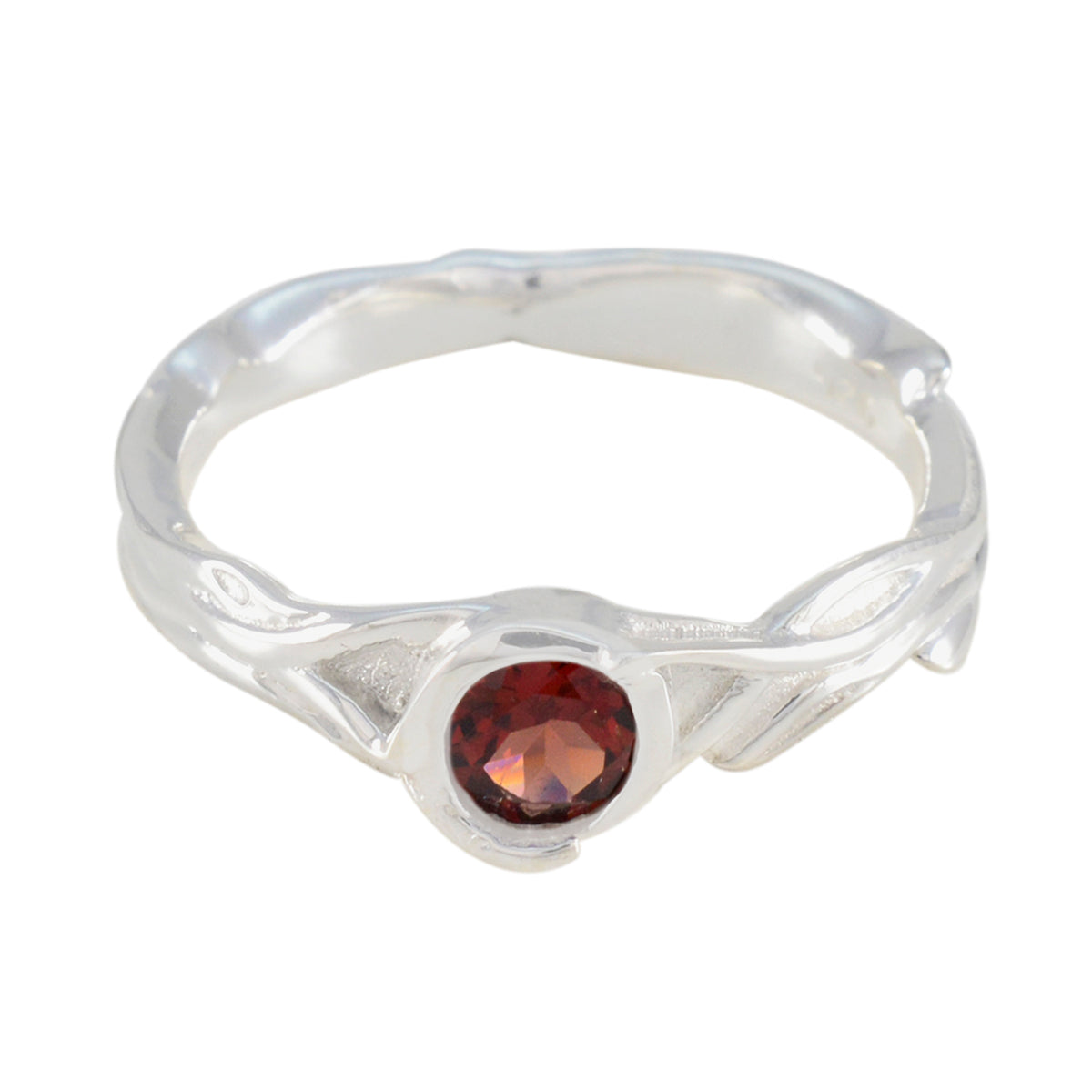 Garnet Solitaire French 92.5 Silver Red Gemstone Featherlight Romantic Ring Jewelry