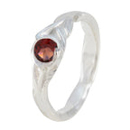 Garnet Solitaire French 92.5 Silver Red Gemstone Featherlight Romantic Ring Jewelry