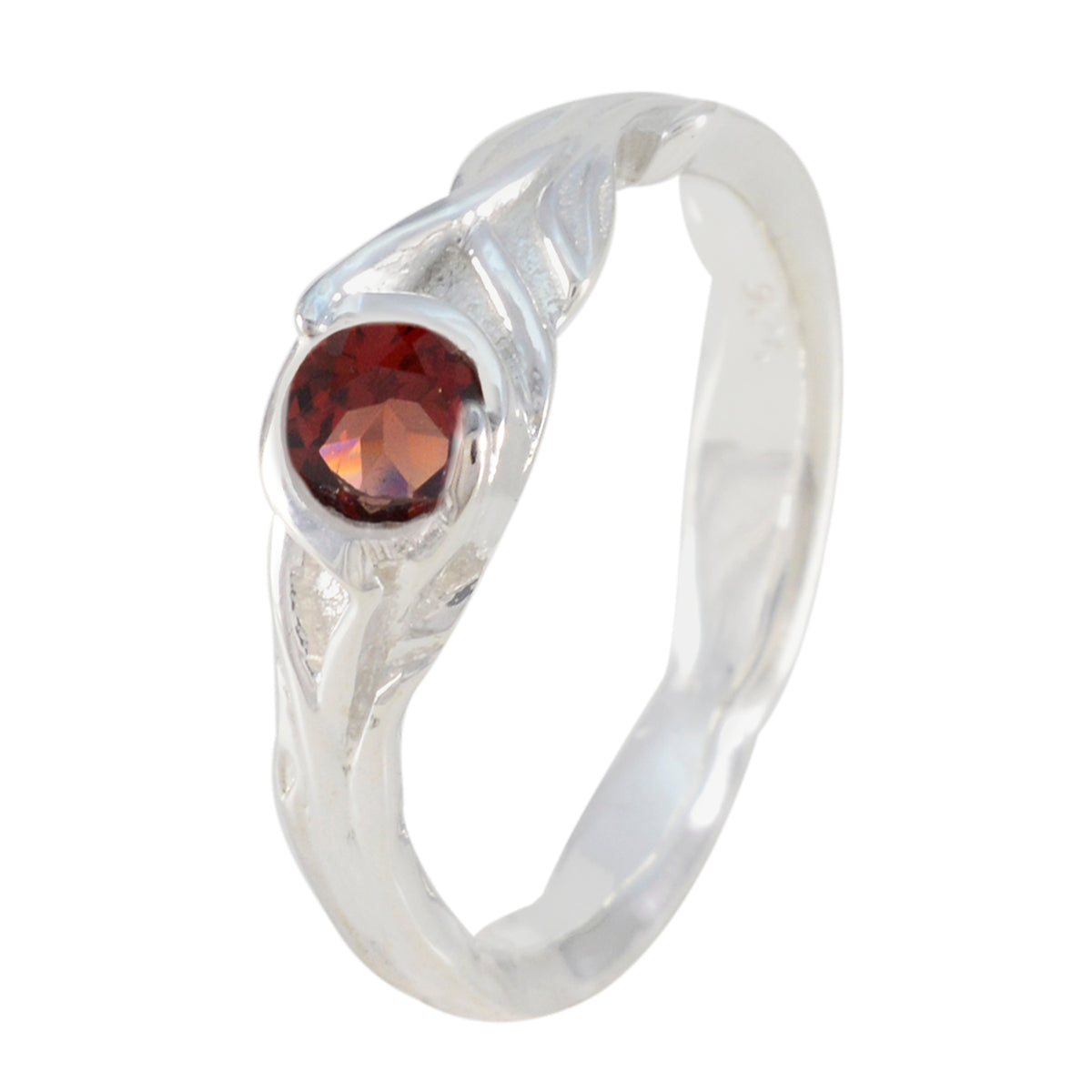 Garnet Solitaire French 92.5 Silver Red Gemstone Featherlight Romantic Ring Jewelry