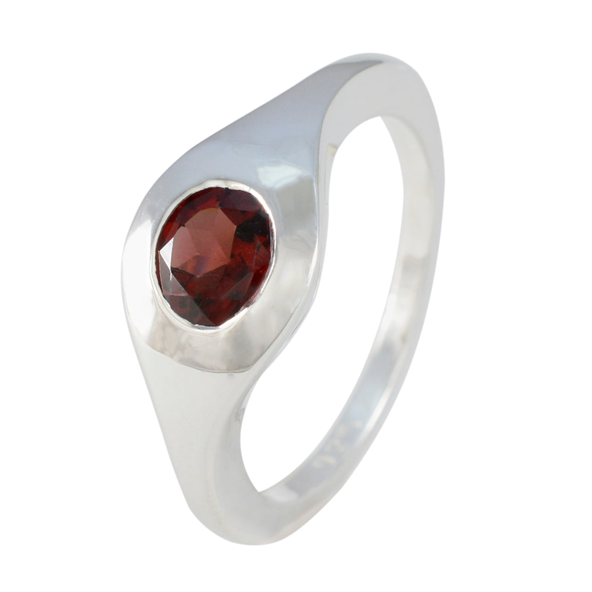 Anillo solitario de granate, plata egipcia, piedras preciosas rojas, ligero y sofisticado. Imagen secundaria del producto