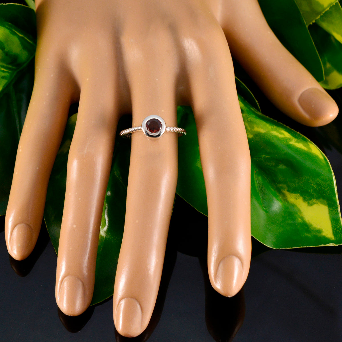 Garnet Solitaire Turkish 92.5 Silver Red Gemstones Delicate Feminine Ring Jewellery