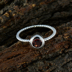 Garnet Solitaire Turkish 92.5 Silver Red Gemstones Delicate Feminine Ring Jewellery