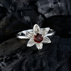 Garnet Solitaire Turkish Sterling Silver Red Gemstone Delicate Abstract Ring Jewellery