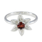 Garnet Solitaire Turkish Sterling Silver Red Gemstone Delicate Abstract Ring Jewellery