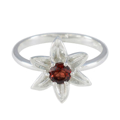 Garnet Solitaire Turkish Sterling Silver Red Gemstone Delicate Abstract Ring Jewellery
