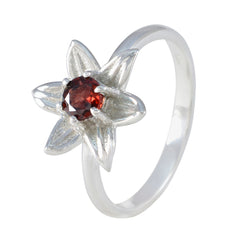 Garnet Solitaire Turkish Sterling Silver Red Gemstone Delicate Abstract Ring Jewellery