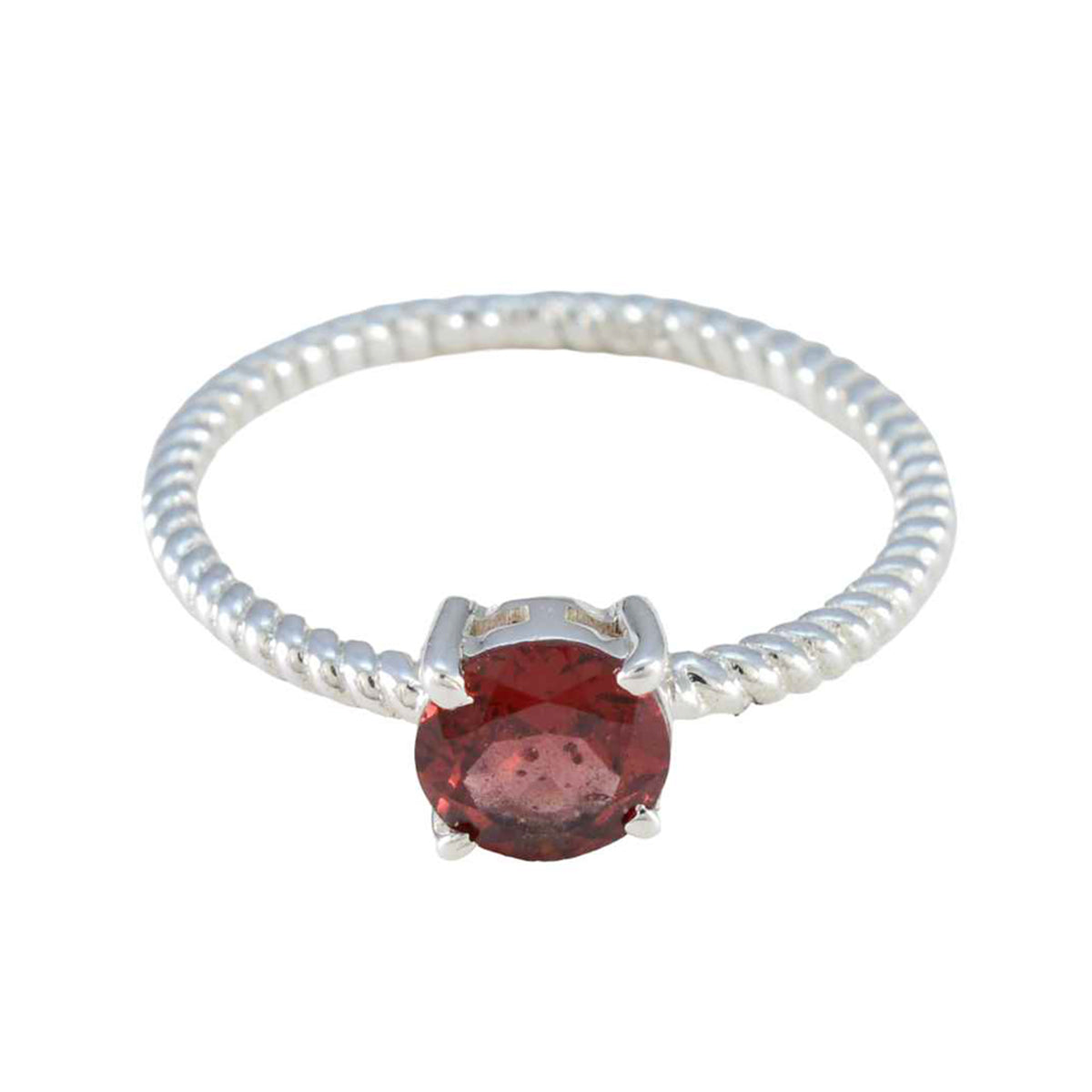 Garnet Solitaire Korean 925 Silver Red Gemstone Delicate Twist Ring Jewellery Главное изображение товара