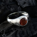 Garnet Solitaire Moroccan Sterling Silver Red Gemstones Slim Abstract Ring Jewelry