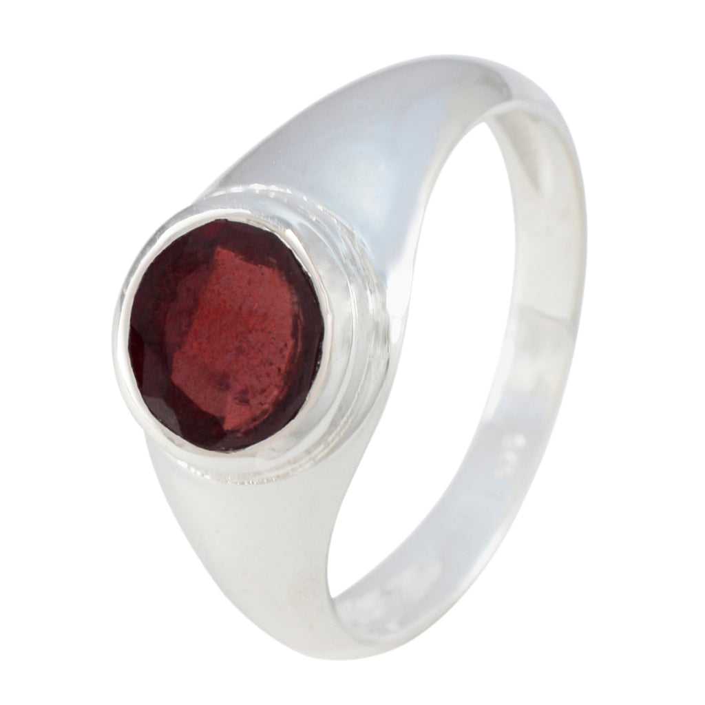 Garnet Solitaire Moroccan Sterling Silver Red Gemstones Slim Abstract Ring Jewelry