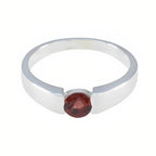 Garnet Solitaire Russian 925 Silver Red Gemstones Slim Luxurious Ring Jewelry