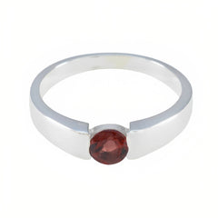 Garnet Solitaire Russian 925 Silver Red Gemstones Slim Luxurious Ring Jewelry