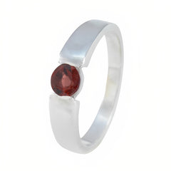 Garnet Solitaire Russian 925 Silver Red Gemstones Slim Luxurious Ring Jewelry