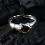 Garnet Solitaire Indian 925 Sterling Silver Red Gemstones Featherlight Glamorous Ring Jewelry