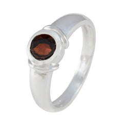 Garnet Solitaire Indian 925 Sterling Silver Red Gemstones Featherlight Glamorous Ring Jewelry