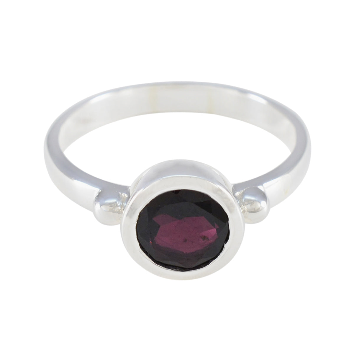 Garnet Solitaire Egyptian Silver Red Gemstone Slim Glamorous Ring Jewellery