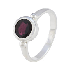 Garnet Solitaire Egyptian Silver Red Gemstone Slim Glamorous Ring Jewellery