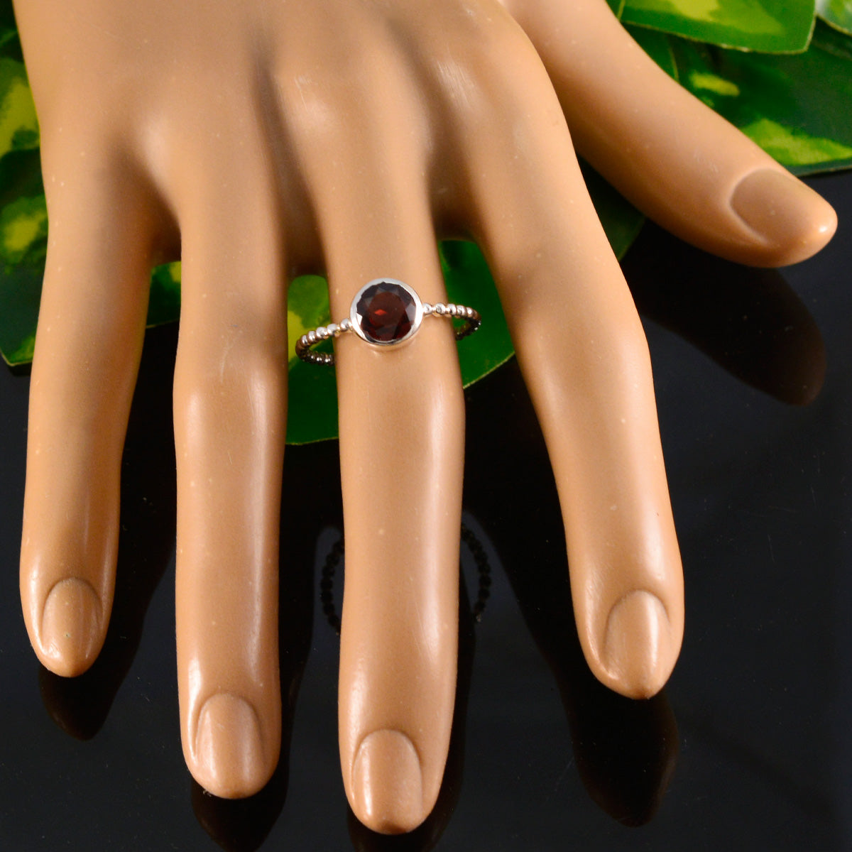 Garnet Solitaire Turkish Sterling Silver Red Gems Delicate Twist Ring Jewelry