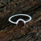 Garnet Solitaire Turkish Sterling Silver Red Gems Delicate Twist Ring Jewelry