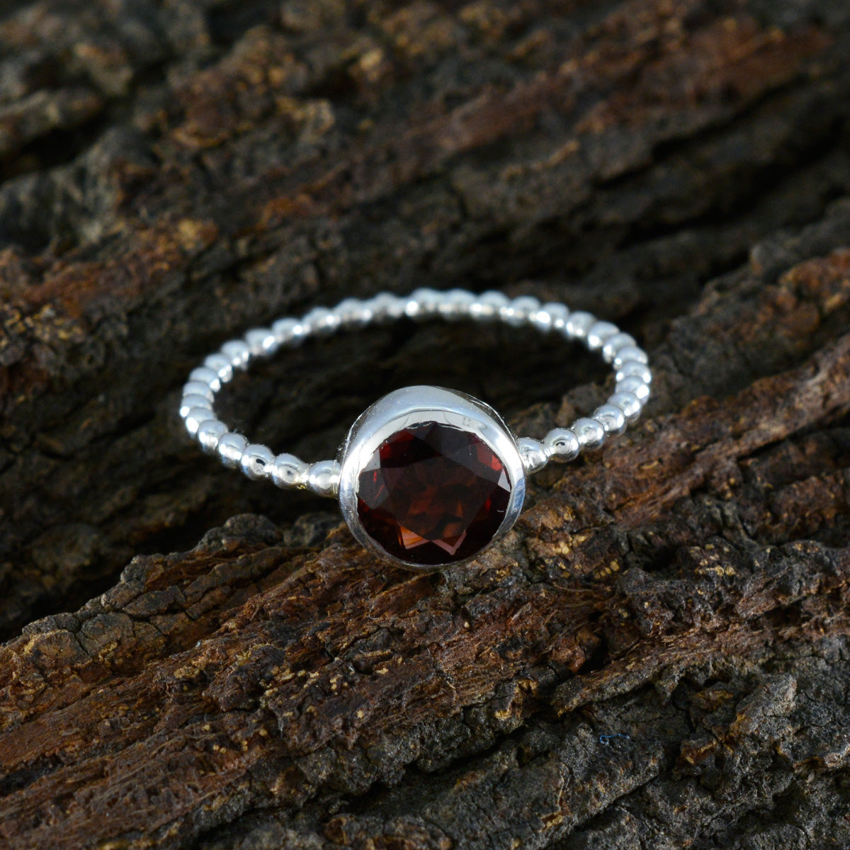 Garnet Solitaire Turkish Sterling Silver Red Gems Delicate Twist Ring Jewelry