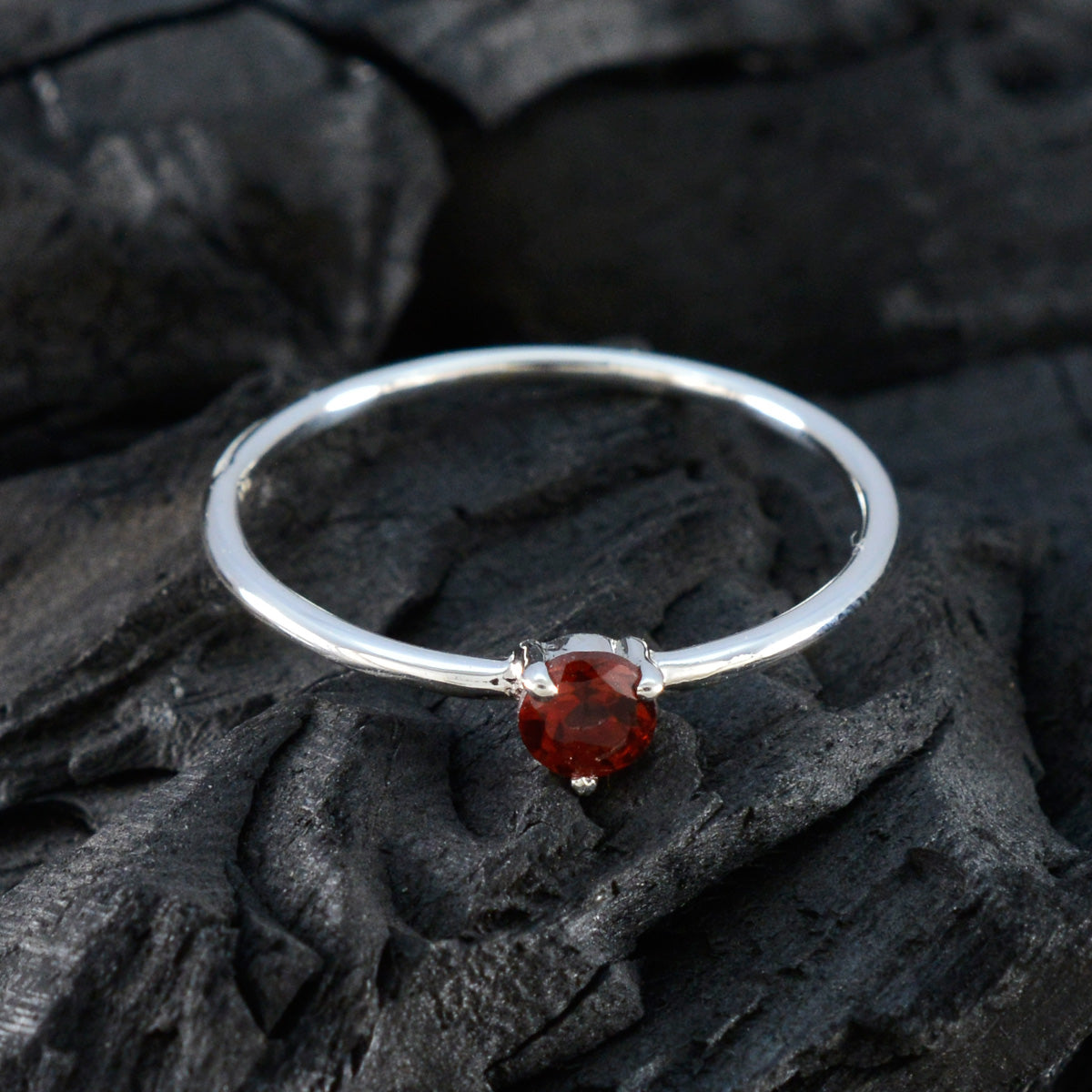 Garnet Solitaire Japanese Sterling Silver Red Gems Minimalist Fairytale Ring Jewellery