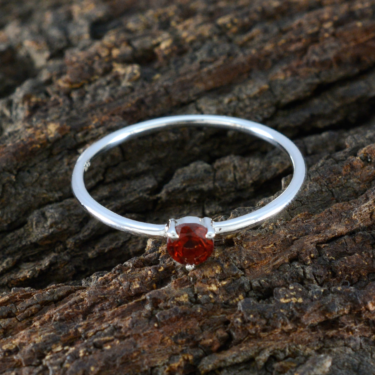 Garnet Solitaire Japanese Sterling Silver Red Gems Minimalist Fairytale Ring Jewellery