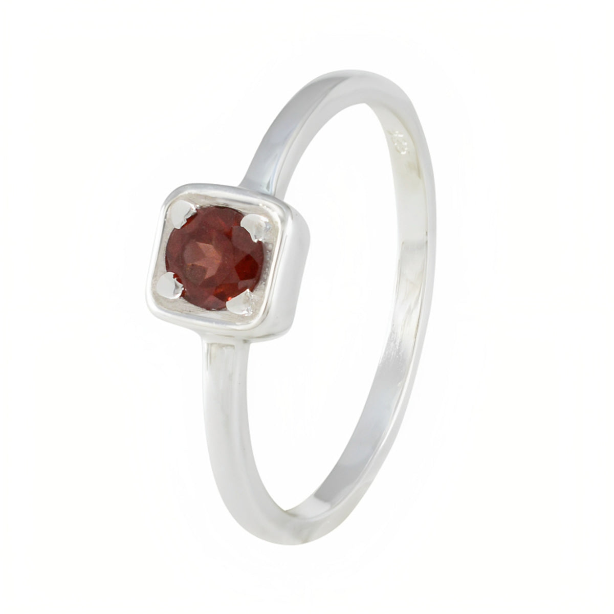 Granaat Solitaire Japans Zilver Rode Edelstenen Delicate Glamoureuze Ring Sieraden Secundaire afbeelding