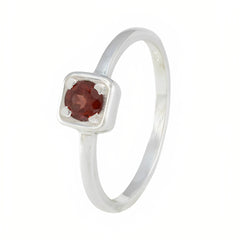 Garnet Solitaire Japanese Silver Red Gemstones Delicate Glamorous Ring Jewellery