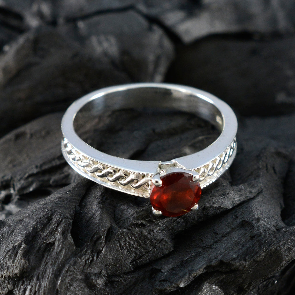 Garnet Solitaire Indian 925 Silver Red Gemstones Slim Sophisticated Ring Jewellery