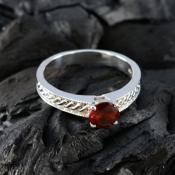 Garnet Solitaire Indian 925 Silver Red Gemstones Slim Sophisticated Ring Jewellery