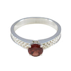 Garnet Solitaire Indian 925 Silver Red Gemstones Slim Sophisticated Ring Jewellery