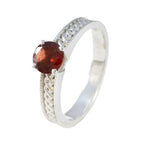 Garnet Solitaire Indian 925 Silver Red Gemstones Slim Sophisticated Ring Jewellery