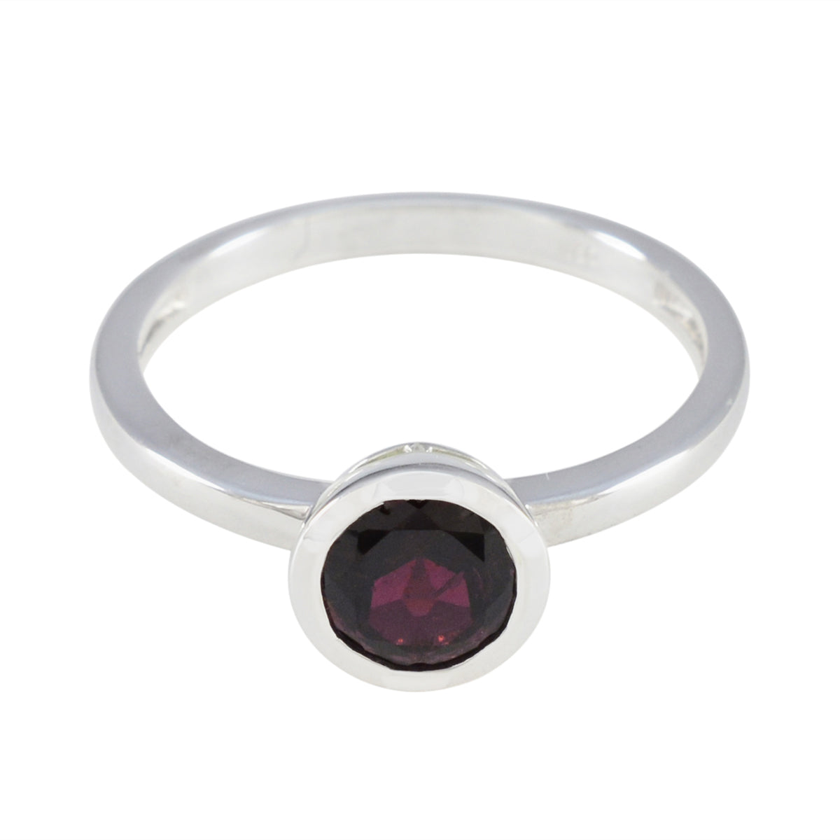 Garnet Solitaire Japanese 925 Silver Red Gemstone Dainty Modern Ring Jewelry メイン画像
