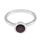 Garnet Solitaire Japanese 925 Silver Red Gemstone Dainty Modern Ring Jewelry