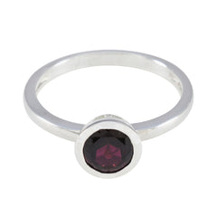 Garnet Solitaire Japanese 925 Silver Red Gemstone Dainty Modern Ring Jewelry