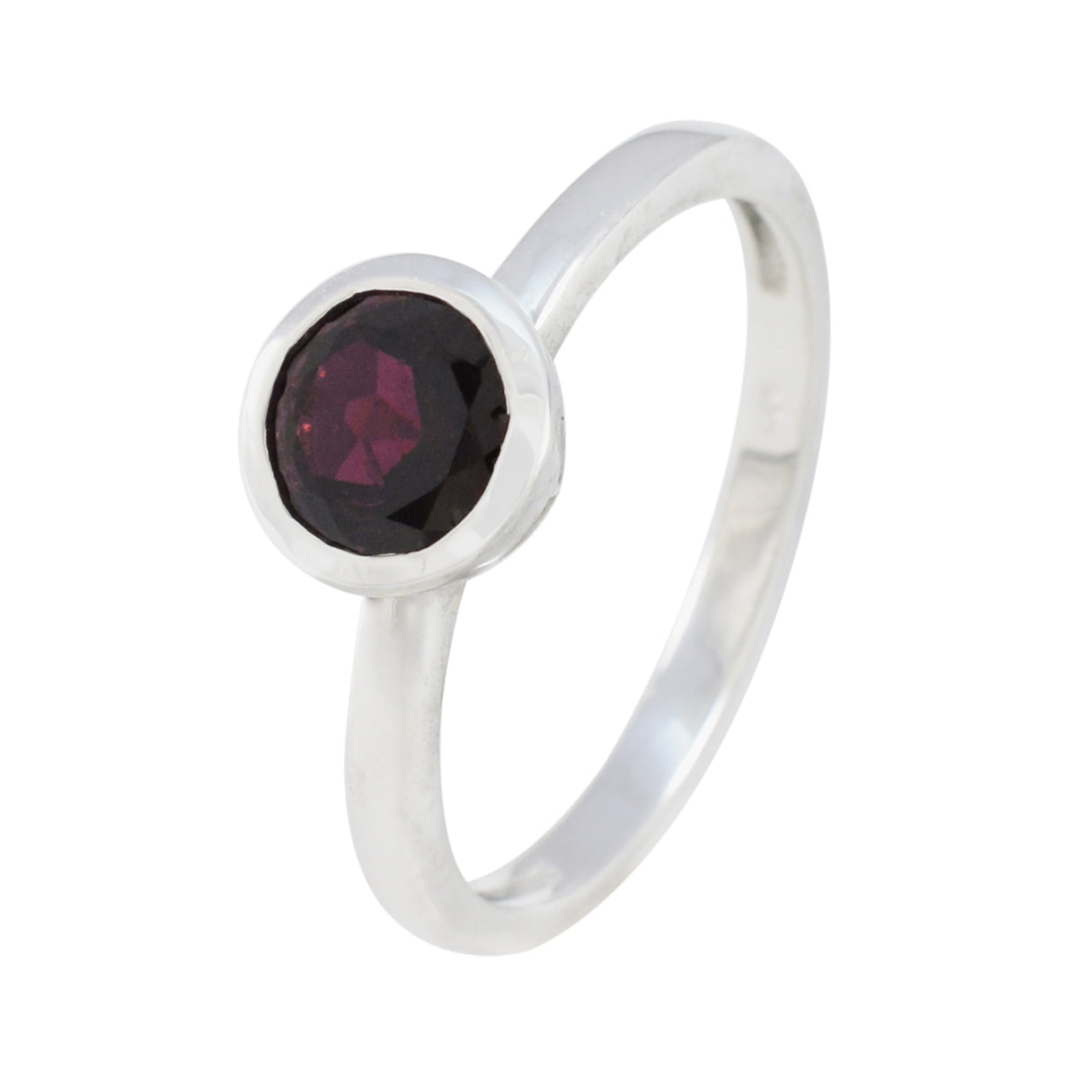 Garnet Solitaire Japanese 925 Silver Red Gemstone Dainty Modern Ring Jewelry