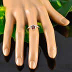 Garnet Solitaire Japanese Silver Red Gems Delicate Luxurious Ring Jewelry