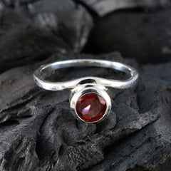 Garnet Solitaire Japanese Silver Red Gems Delicate Luxurious Ring Jewelry