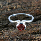 Garnet Solitaire Japanese Silver Red Gems Delicate Luxurious Ring Jewelry
