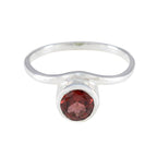 Garnet Solitaire Japanese Silver Red Gems Delicate Luxurious Ring Jewelry