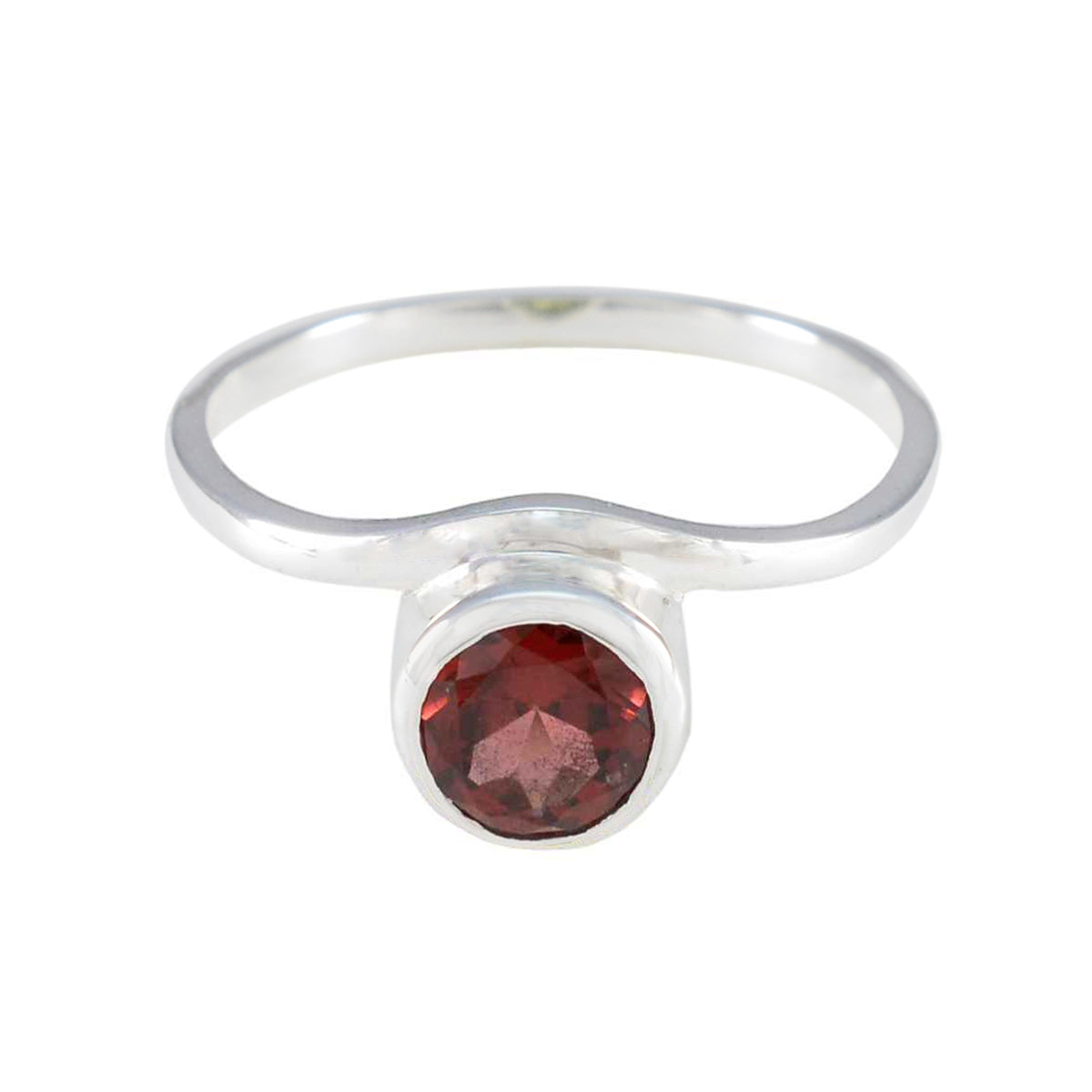Garnet Solitaire Japanese Silver Red Gems Delicate Luxurious Ring Jewelry
