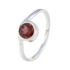 Garnet Solitaire Japanese Silver Red Gems Delicate Luxurious Ring Jewelry
