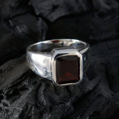 Garnet Solitaire German 92.5 Silver Red Gemstone Eye catching Abstract Ring Jewelry