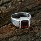 Garnet Solitaire German 92.5 Silver Red Gemstone Eye catching Abstract Ring Jewelry