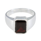 Garnet Solitaire German 92.5 Silver Red Gemstone Eye catching Abstract Ring Jewelry