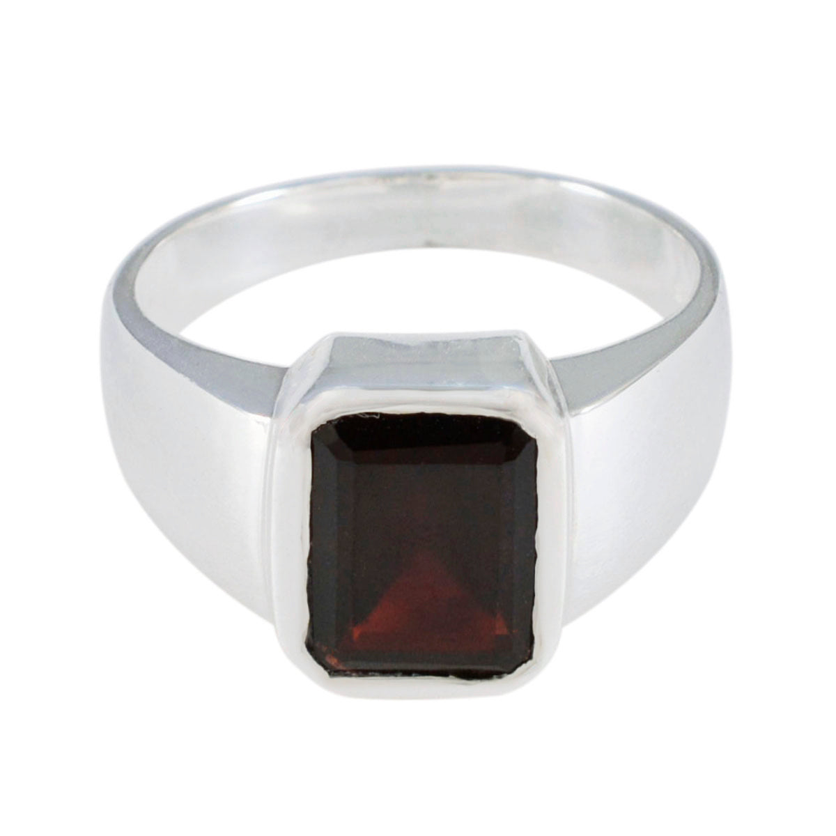 Garnet Solitaire German 92.5 Silver Red Gemstone Eye catching Abstract Ring Jewelry