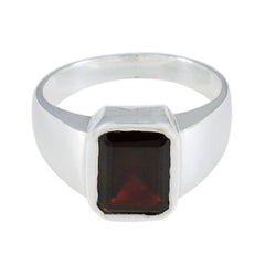 Garnet Solitaire German 92.5 Silver Red Gemstone Eye catching Abstract Ring Jewelry