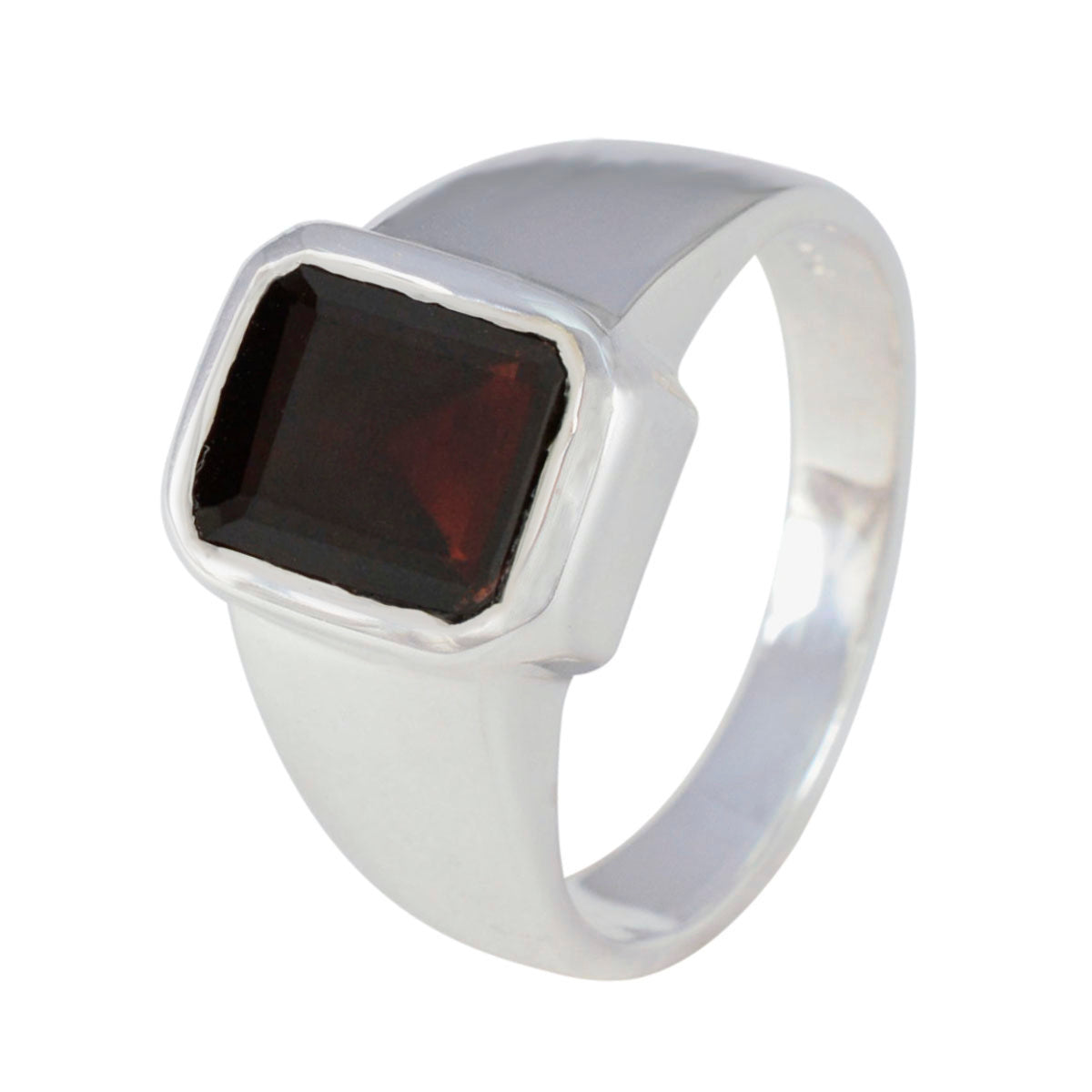 Garnet Solitaire German 92.5 Silver Red Gemstone Eye catching Abstract Ring Jewelry
